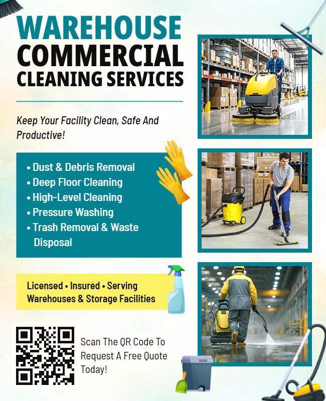 Warehouse Facility Commercial Cleaning Services Flyer Template