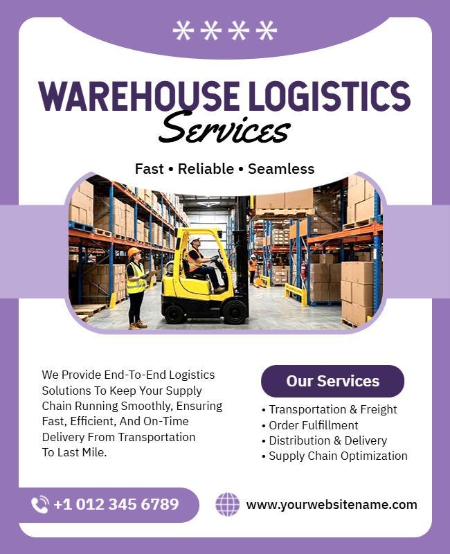 Warehouse Logistics Services Information Poster Template