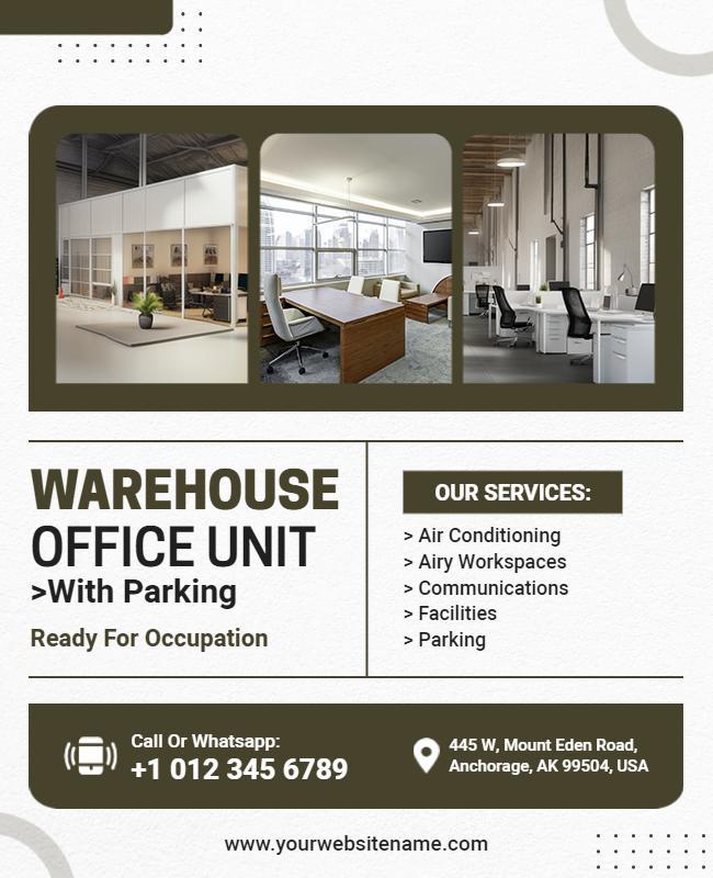 Warehouse Office Unit Rental Flyer Template