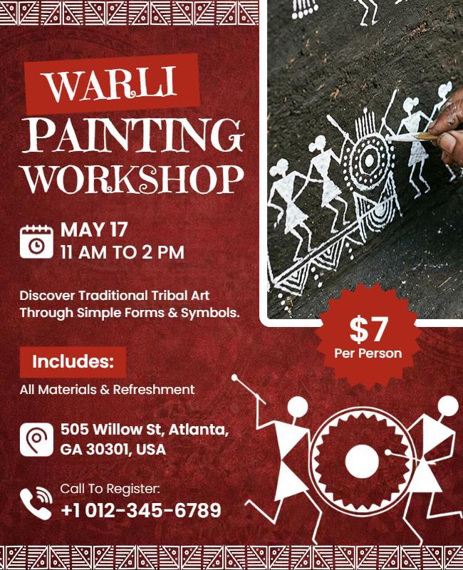 Warli Painting Workshop Event Flyer Template
