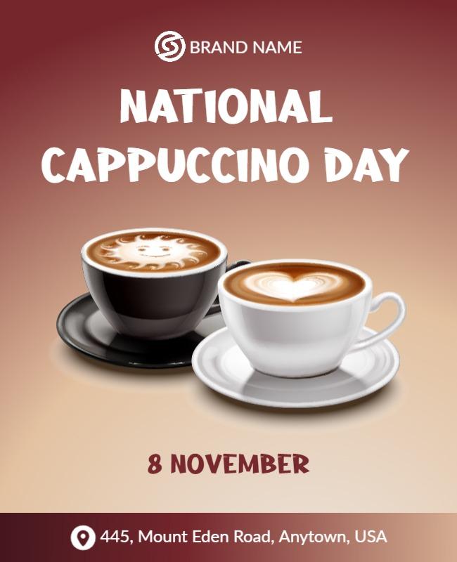 Warm and Inviting Cappuccino Celebration Day Poster Template
