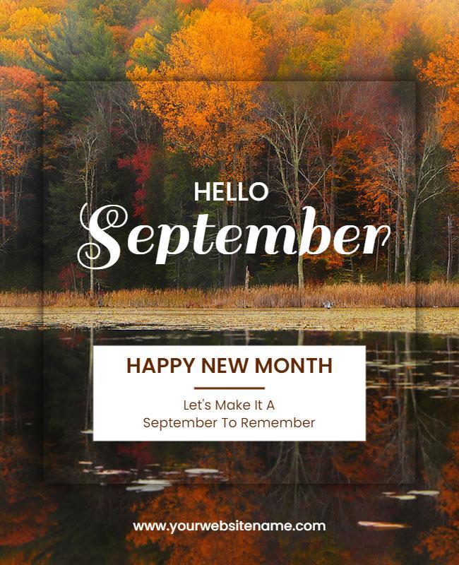 Warm Autumn Landscape September Celebration Poster Template