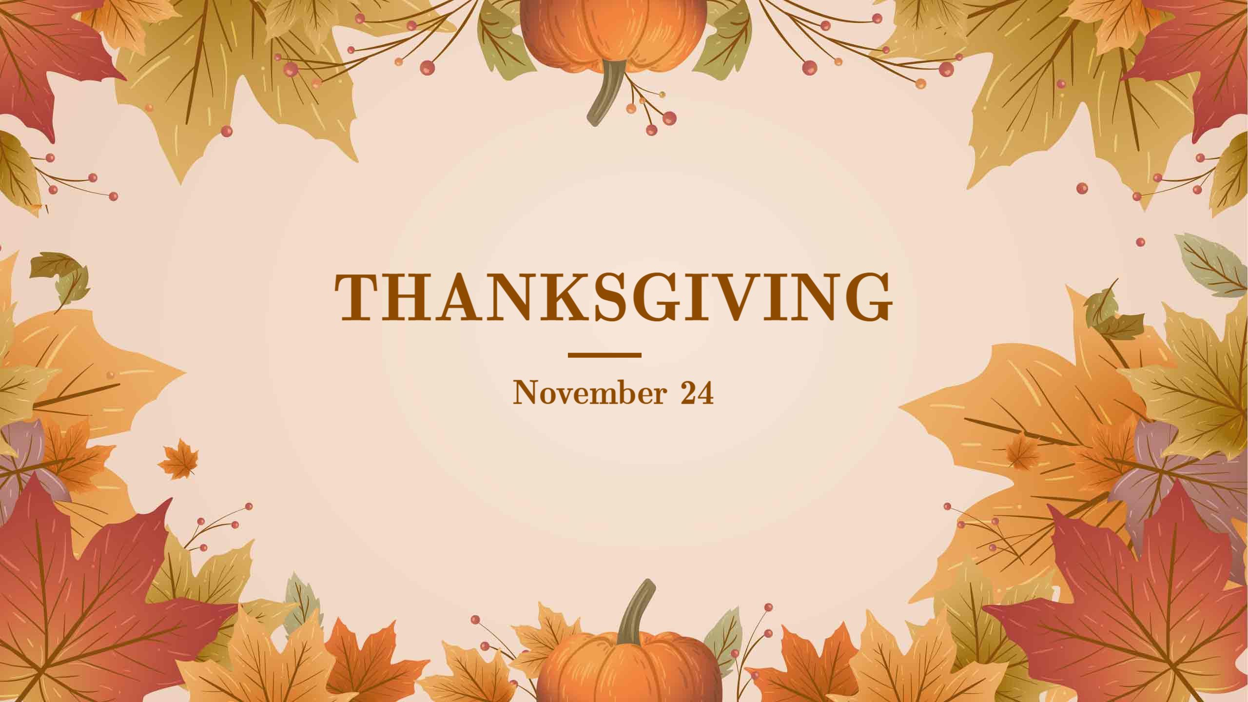 Warm Autumn Leaves with Pumpkin for Thanksgiving YouTube Banner Template