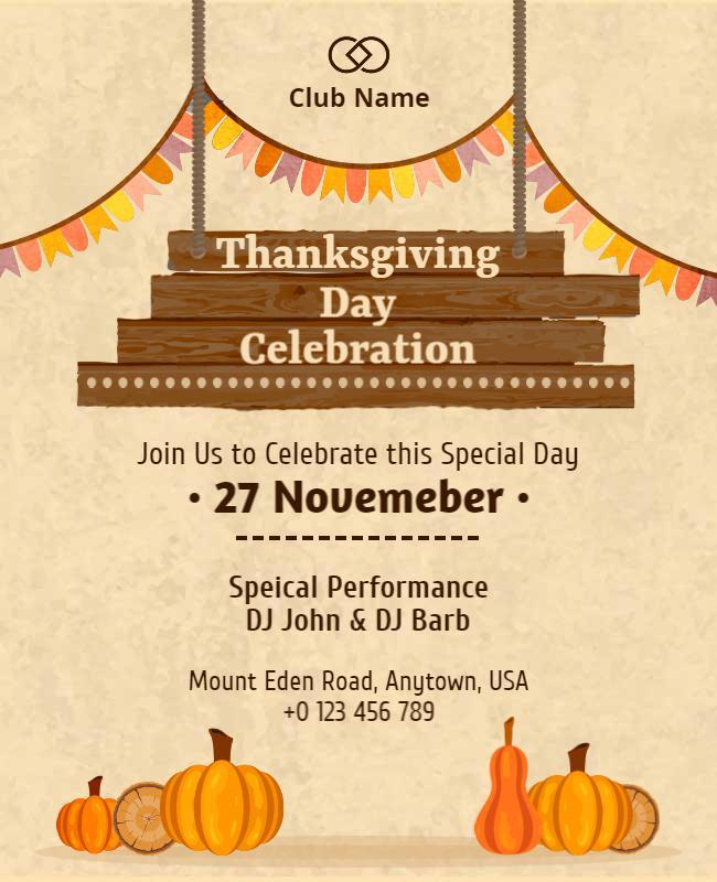 Warm Autumn Thanksgiving Day Celebration Poster Template