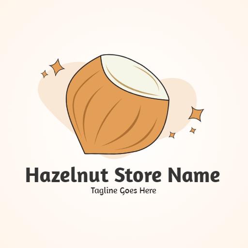 Warm Beige Background with Delicious Hazelnut Delight Logo Template