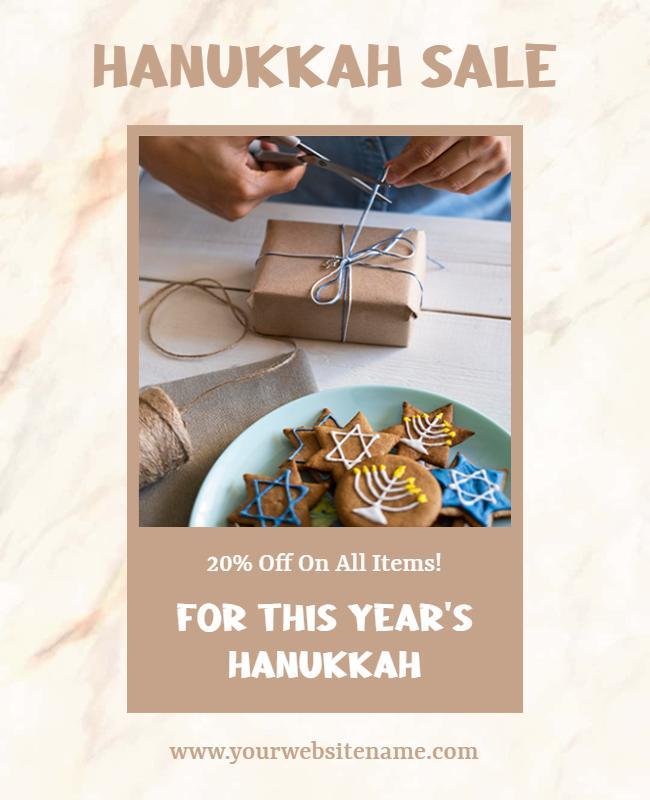 Warm Beige Hanukkah Sale Promotion Poster Template