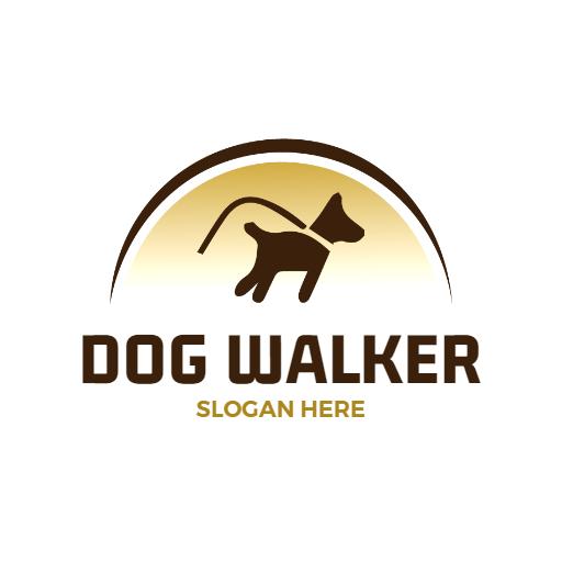 Warm Brown and Golden Gradient Representing Dog Walking Logo Template