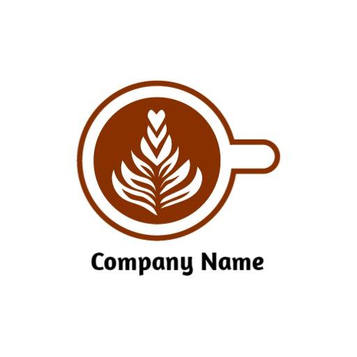 Warm Brown Artistic Coffee Cup Design Logo Template