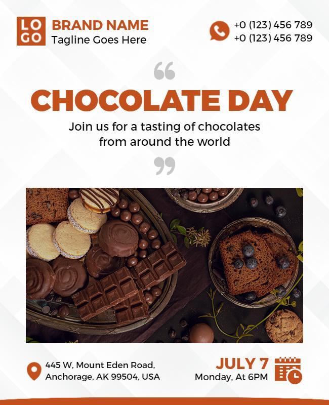 Warm Brown Chocolate Tasting Day Invitation Poster Template