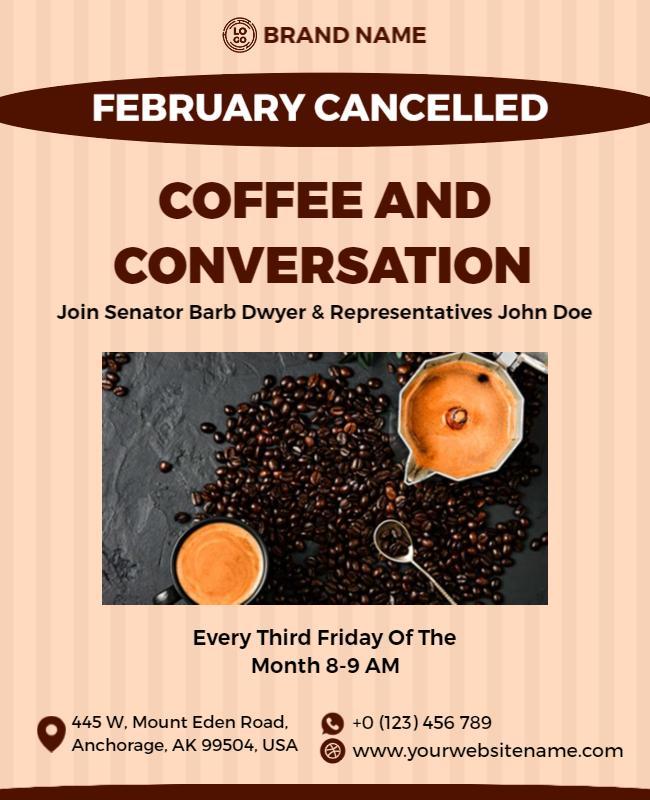 Warm Brown Coffee and Conversation Community Meetup Flyer Template