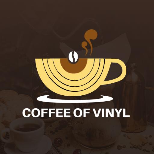 Warm Brown Coffee Cup Design Featuring Vinyl Concept Logo Template
