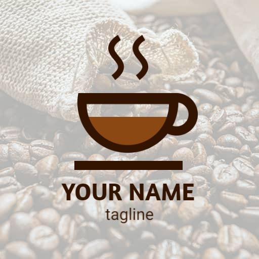 Warm Brown Coffee Cup on Aromatic Coffee Beans Logo Template