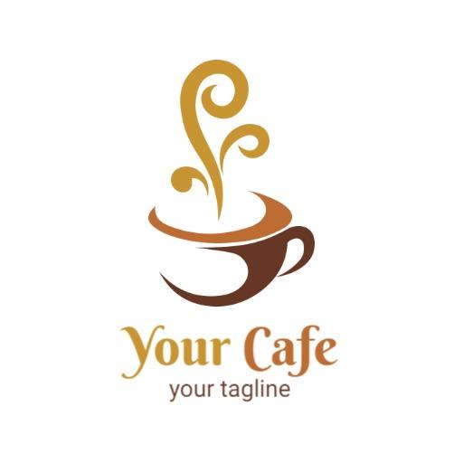 Warm Brown Coffee Cup with Steam Symbolizing Cozy Café Logo Template