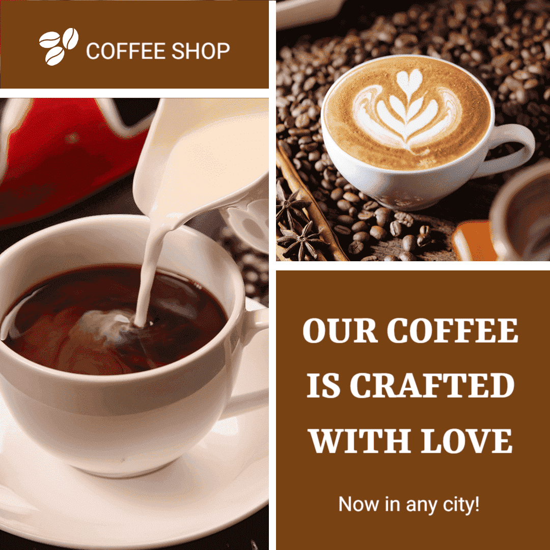 Warm Brown Coffee Shop with Artisan Craft Promotion Ad Template