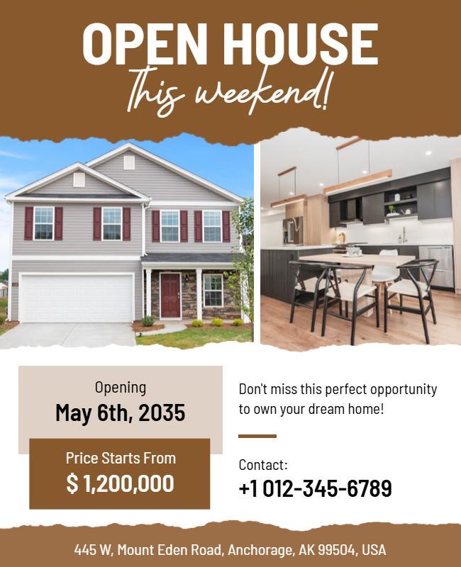 Warm Brown Open House Flyer Template