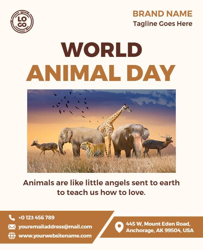Warm Brown World Animal Day Celebration Poster Template