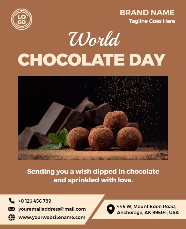 Warm Brown World Chocolate Day Celebration Poster Template