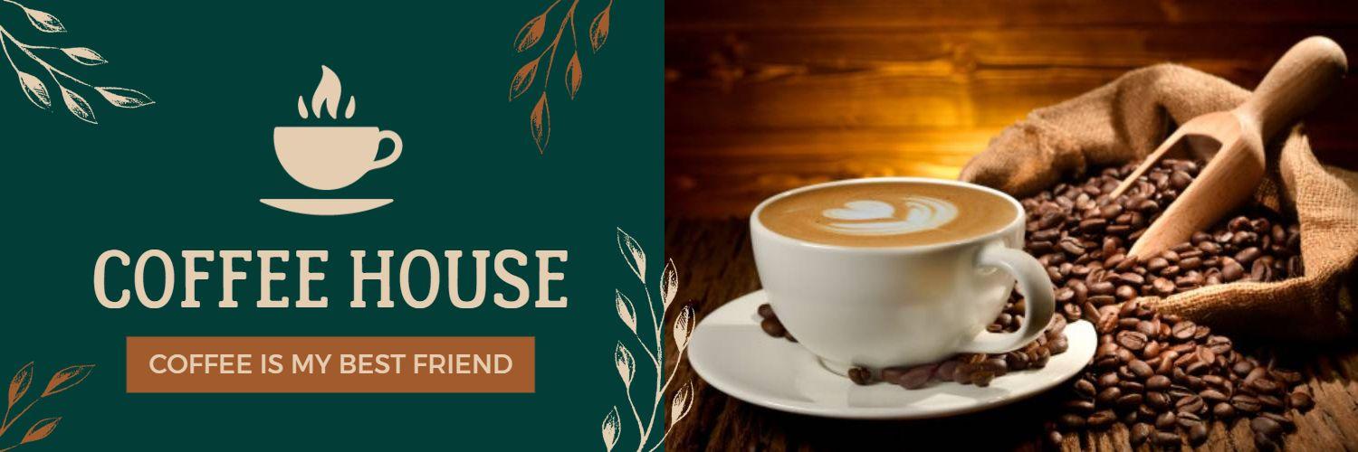 Warm Coffee House Experience with Beans and Cup Twitter Banner Template