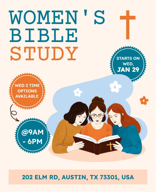 Warm Colorful Women’s Bible Study Group Poster Template