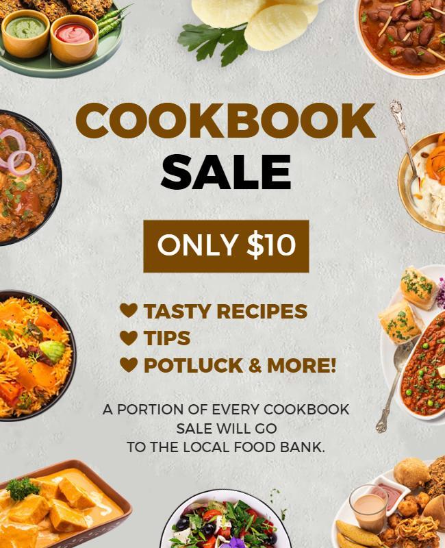 Warm Culinary Cookbook Sale Fundraiser Poster Template