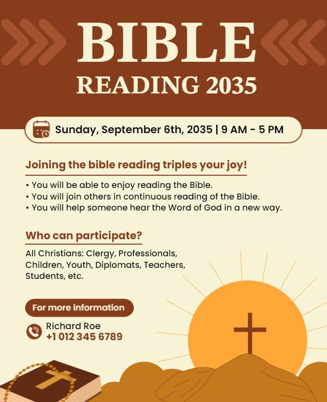 Warm Earthy Bible Reading Event Invitation Poster Template