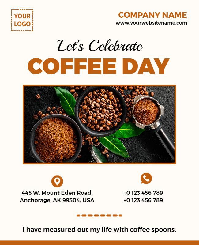 Warm Earthy Coffee Day Celebration Event Poster Template