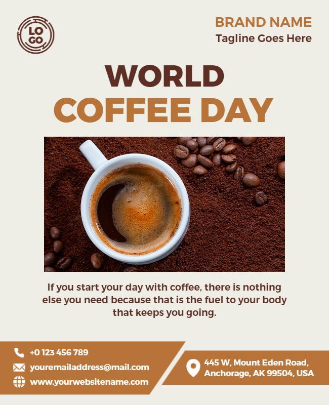 Warm Earthy Coffee-Themed World Coffee Day Poster Template