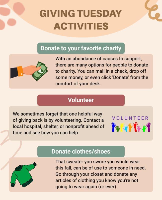 Warm Earthy Tone Giving Tuesday Activities Poster Template