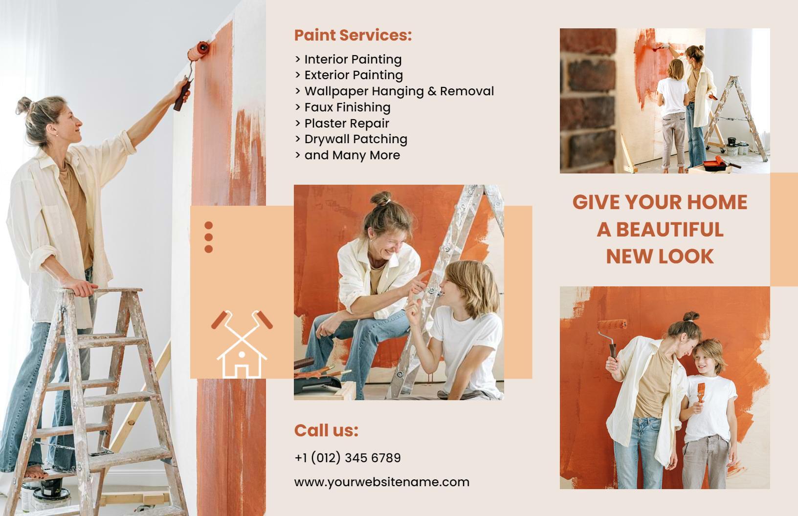 Warm Earthy Tones Home Painting Services Brochure Template