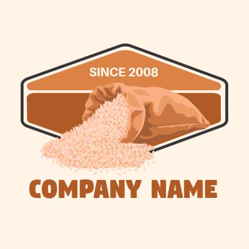 Warm Earthy Tones with Rice Bag and Grains Logo Template