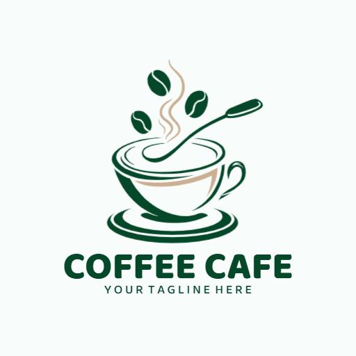 Warm Green and Creamy Coffee Cup Design for Cafe Logo Template