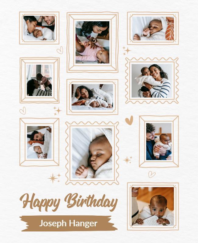 Warm Heartfelt Family Birthday Celebration Poster Template