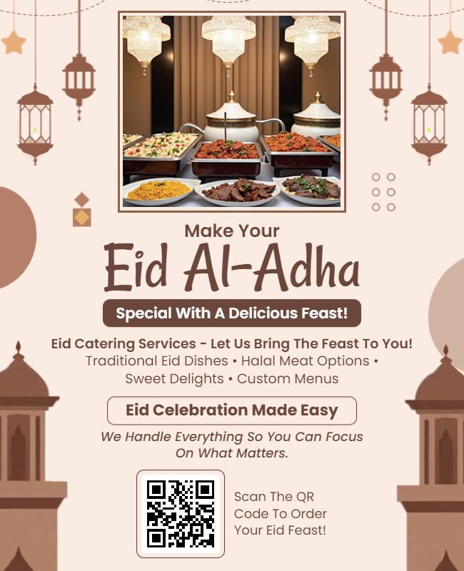 Warm, Inviting Eid Al-Adha Feast Catering Services Poster Template