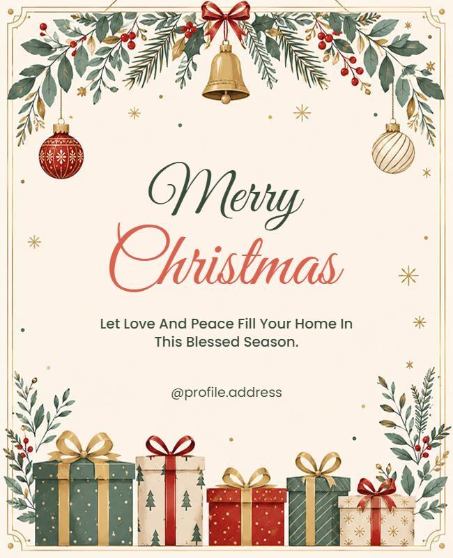 Warm Merry Christmas Wishes Poster Template