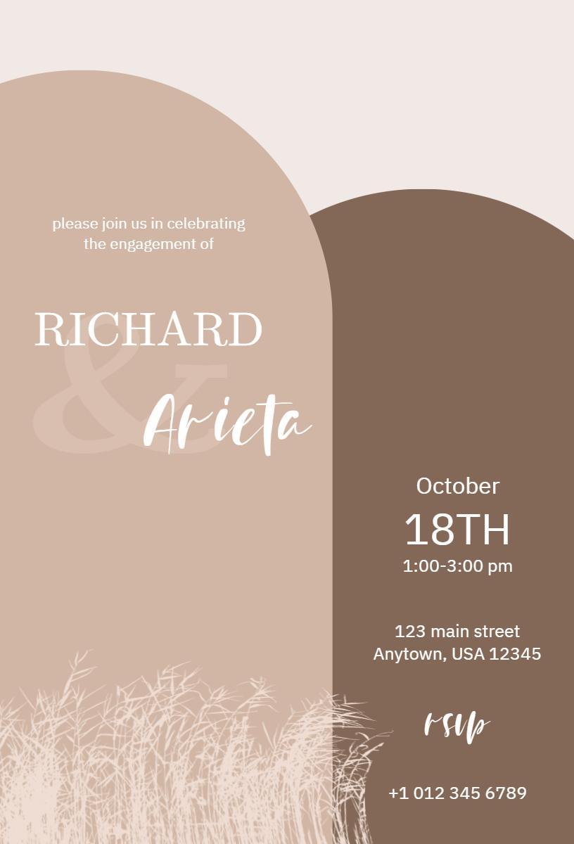 Warm Minimalist Brown Engagement Celebration Invitation Template