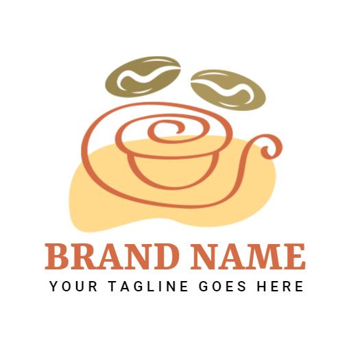 Warm Orange and Green Coffee Cup Emphasizing Aroma Logo Template