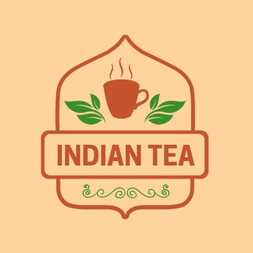 Warm Orange and Green Indian Tea with Steaming Cup Logo Template