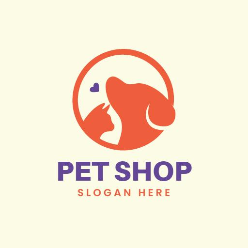 Warm Orange and Purple Pet Shop Logo Showcasing Love for Animals Logo Template