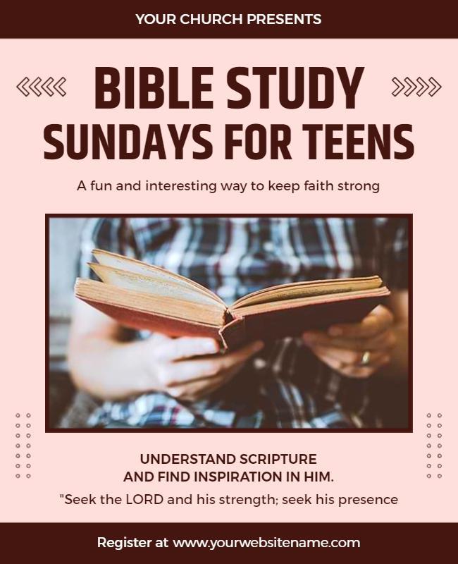 Warm Pastel Bible Study Sundays for Teens Poster Template