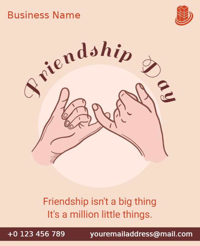 Warm Pastel Friendship Day Celebration Flyer Template