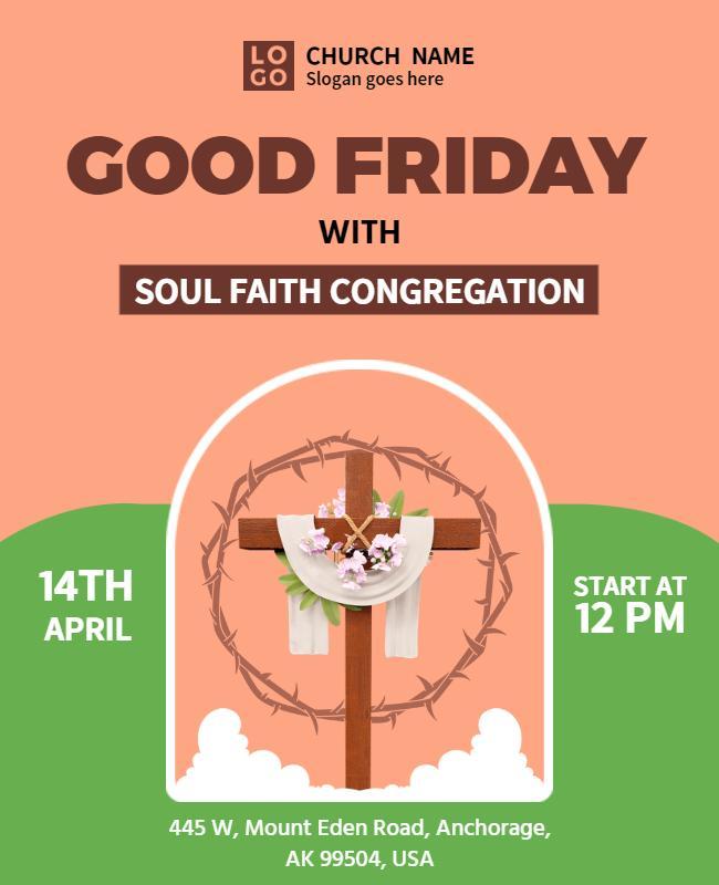 Warm Pastel Good Friday Religious Event Poster Template