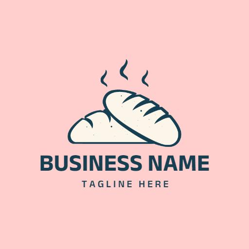 Warm Pink Bakery Logo Featuring Fresh Baked Bread Design Logo Template