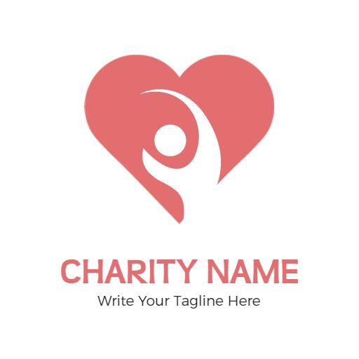 Warm Pink Heart Embracing Community Support Charity Logo Template