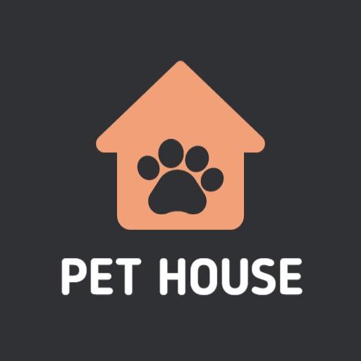 Warm Pink House Design Showcasing Love for Pets Logo Template