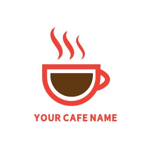 Warm Red Coffee Cup with Steam for Your Cafe Brand Logo Template