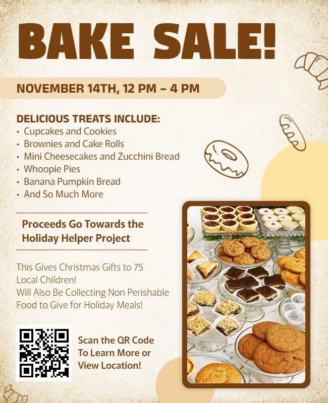 Warm Rustic Treats for Community Bake Sale Fundraiser Flyer Template