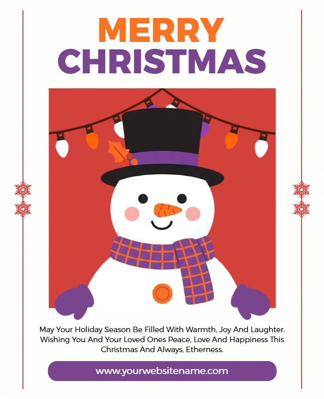 Warm Wishes with Snowman Christmas Poster Template