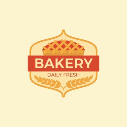 Warm Yellow and Red Bakery Logo Featuring Fresh Baked Goods Logo Template