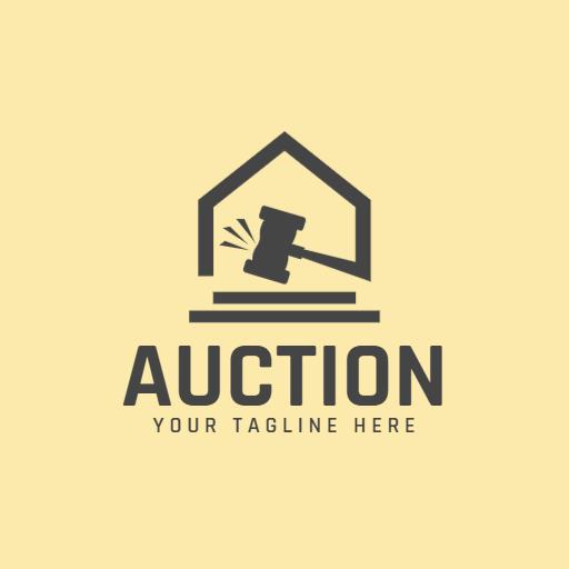 Warm Yellow Background Showcasing Auction Services Logo Template