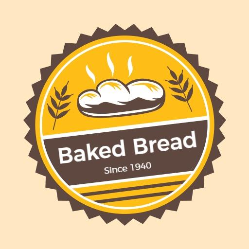 Warm Yellow Baked Bread Design Featuring Fresh Ingredients Logo Template